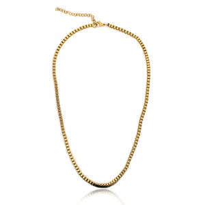 Znerezové oceli vakuové pozlacené čtvercové boxnáhrdelník